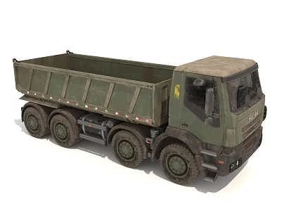 Green Military Dump Truck With Heavy Duty Body And Multi Wheel Structure 3d model