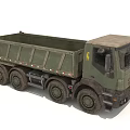 Green Military Dump Truck With Heavy Duty Body And Multi Wheel Structure