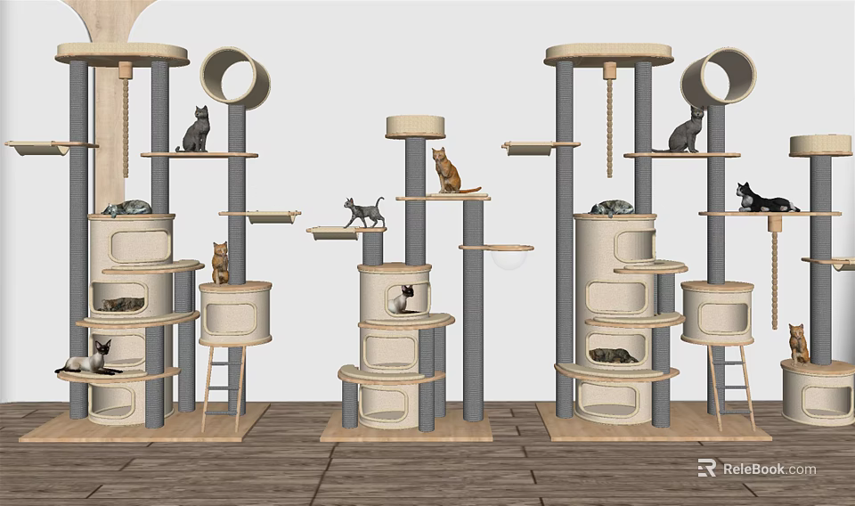 Multi Level Cat Tree With Platforms Cat Beds And Play Areas For Cats 3d model