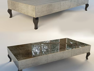 Modern Coffee Table With Light Gray Wooden Texture Glass Top And Black Legs 3d model