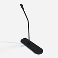 Black Desktop Microphone with Long Flexible Gooseneck Stand and Flat Base Design 3d model