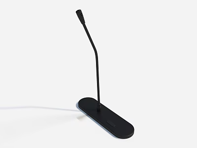 Black Desktop Microphone with Long Flexible Gooseneck Stand and Flat Base Design 3d model