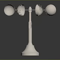 Modern Metallic Sculpture With Silver Spheres Disc Shapes And Sleek Reflective Stand