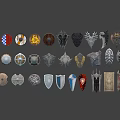 Assorted Decorative Shields In Various Design Styles For Collection And 3d model