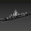 Gray Military Warship 3D Model With Deck Mast And Radar Equipment