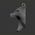 Silver Decorative Wolf Head Pendant With Open Mouth And Sharp Teeth Design