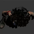 Female Character With Curly Hair Sports Bra Wrist Guards Plaid Sash And Cargo Boots Outfit