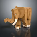Brown Paper Origami Elephant With White Tusks Standing On Dark Reflective Surface