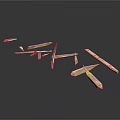Scattered Plant Stems And Leaves With Light Brown Yellow And Red Accents On White Background