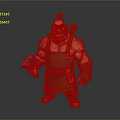 Muscular Man With Red Hair And Beard Holding Hammer And Axe In Overalls