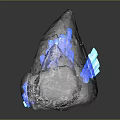 Modern Clear Resin Rock Sculpture Featuring Blue Geometric Crystalline Structures 3d model