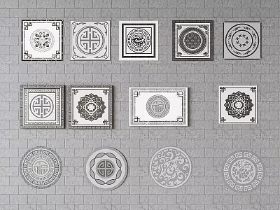 Traditional Floor Tiles With Various Classic Patterns And Square Round Decorative Designs 3d model