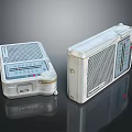 Two Vintage Silver Retro Radios With Grille Speakers And Control Panel Knobs 3d model