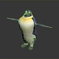 Colorful Penguin Figure With Spread Wings And Blue Yellow White Purple Feathers