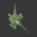 Green Military Vehicle Featuring Heavy Duty Cannon And Mounting Structure