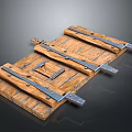 Antique Wooden Door With Plank Structure And Metal Hinges Design Details