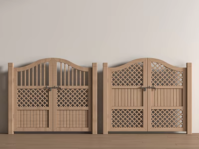 Wooden Garden Gates With Lattice Design And Arched Top For Outdoor Use 3d model