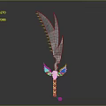 Giant Serrated Blade Weapon With Detailed Winged Skull And Decorative Handle