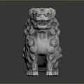 Traditional Chinese Stone Lion Statue With Curled Patterns And Majestic Posture