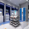 Modern 24 Hour Convenience Store Exterior With Curved Glass Structure And Signage