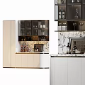 Modern Wine Cabinet With Glass Doors Marble Counter Wine Bottles And Glasses
