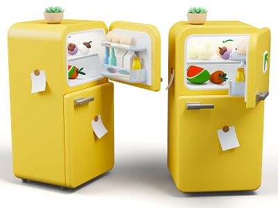 Cartoon refrigerator cartoon style refrigerator cartoon mini refrigerator Q version refrigerator 3d model