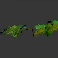 Vibrant Paper Craft Plants With Blue Green Yellow Flower Leaf Shapes On Gray Background