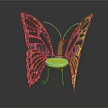 Artistic Butterfly Shaped Single Chair With Golden Intricate Hollow Wings And Yellow Seat
