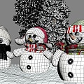 Snowman Snowball Fight Snow Christmas Christmas Romantic 3d model