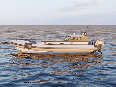 Sleek Modern Yacht Sailing On Calm Blue Sea With Rippling Water Surface 3d model