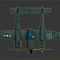Teal Vintage Model Airplane With Twin Propellers And Wing Insignia