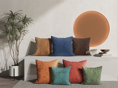 Modern Pillow Fabric Pillow Combination 3d model