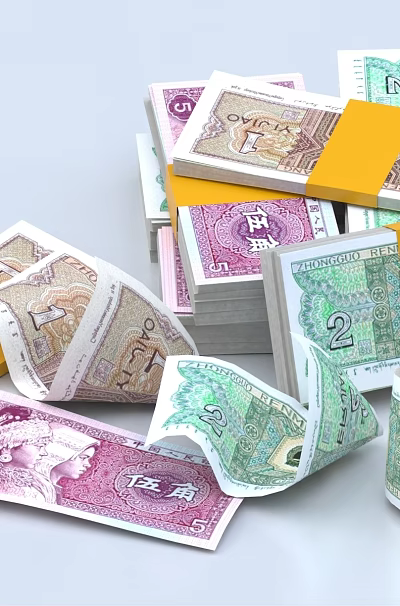 Colorful Rolled And Stacked Household Paper Products With Yellow Bands 3d model