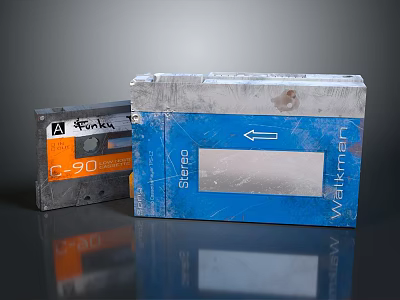 Vintage Household Items Classic Cassette Tape and Walkman Box with Retro Design 3d model