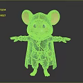 Cute 3D Model Mouse With Hooded Cloak And Brown Satchel Big Ears