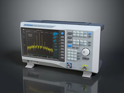 Digital Spectrum Analyzer With Digital Display Showing Waveform Patterns And Control Panel Buttons And Knobs 3d model