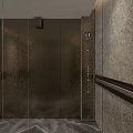 Modern Elevator Interior With Metal Door Floor Number Button Panel And Stone Wall 3d model