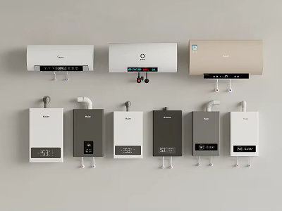 Variety of Household Water Heaters on 3d model