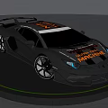 Black Sports Car with Aerodynamic Design on Circular Display Platform