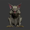 Fantasy Creature Character With Large Ears Sharp Fangs Yellow Claws And Gray Skin