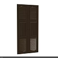 Classic Wooden Double Door With Louvered Panels And Natural Texture Design