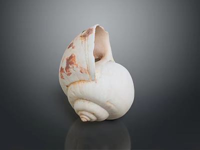 Beautiful Natural Aquatic Animal Seashell Featuring Spiral Structure White Brown Patterns 3d model