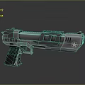 Futuristic Sci Fi Weapon With Metallic Body Tactical Grip And Star Emblem Design