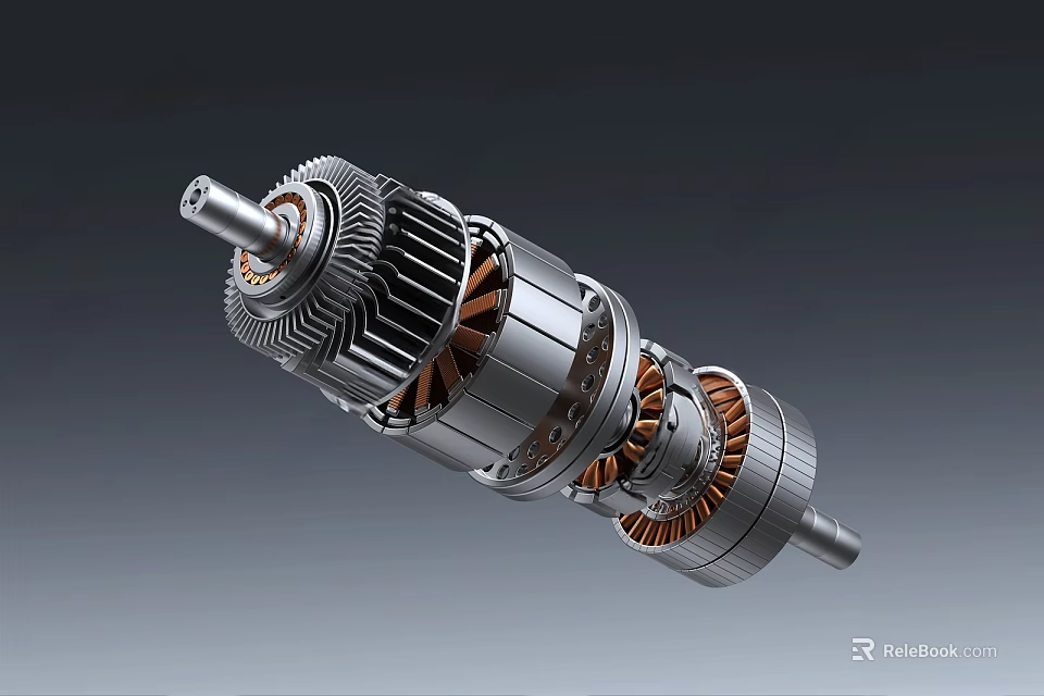 Industrial Equipment With Metal Gears Coils Shaft And Precision Engineered Structure 3d model 
