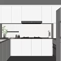 Modern Kitchen Interior Design With White Cabinets White Tile Backsplash Range Hood And Cooktop