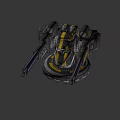 Industrial Dual Barrel Weapon With Yellow Gray Turret And Mechanical Base