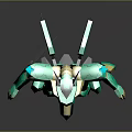 Green And Gold Robot Character With Mechanical Armor And Sharp Metallic Details