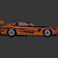 Orange And Black Racing Car With WHEELS Logo Rear Wing Striped Design And Number 11