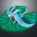 Blue And White Mythical Creature With Wings And Long Tail On Green Leaf