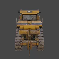 Yellow Rusty Heavy Duty Bulldozer Construction Vehicle With Large Tracks And Blade